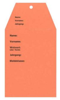 Startkarten für Volkslauf Orange 